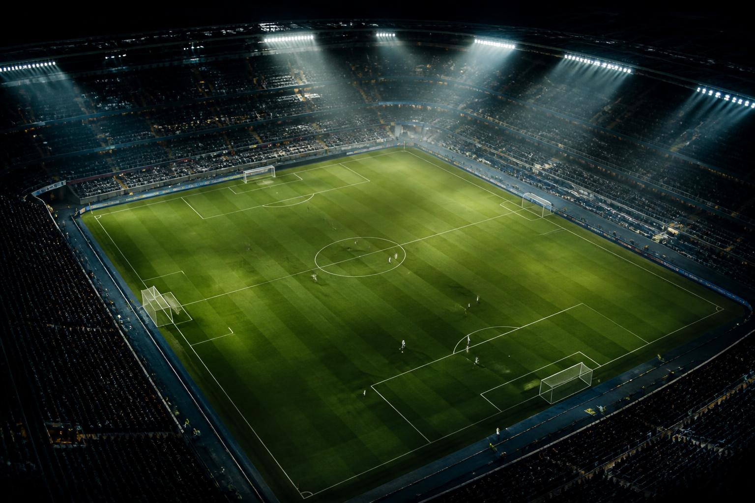 Estadio iluminado de noche